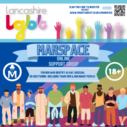 Flyer for Manspcae support group on Zoon